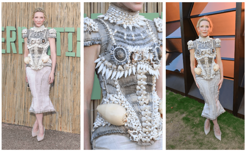 Кејт Бланшет во креација декорирана со школки